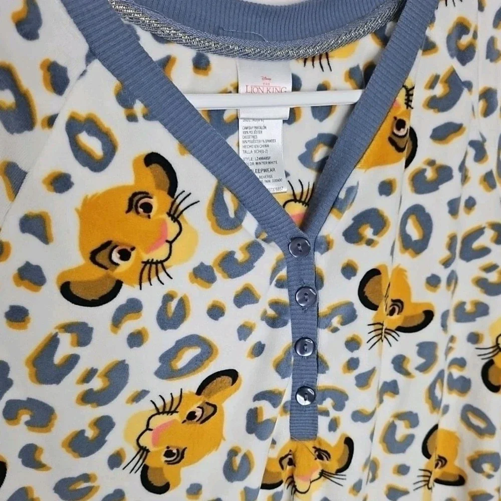 Disney The Lion King Simba 2 Pc Pajama Set Womens Sz XS White‎ Soft Fleece Sleep - Picture 5 of 16